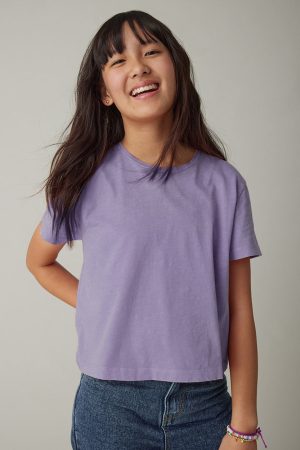 Hello Franki Olivia Cropped Slub T-Shirt for girls Purple
