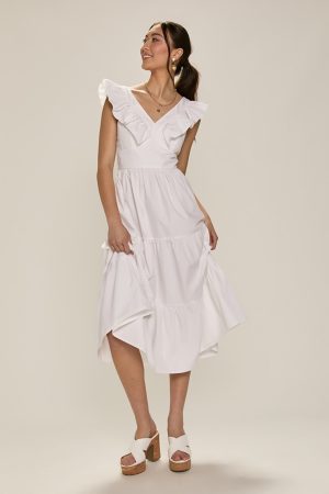 Brenda Flutter Sleeve Midi Dress