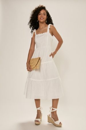 Monique Ric Rac Tiered Midi Dress