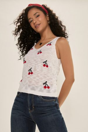 Lena Cherry Print Tank Top