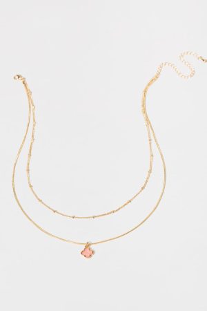 Maurine Pink Clover Necklace