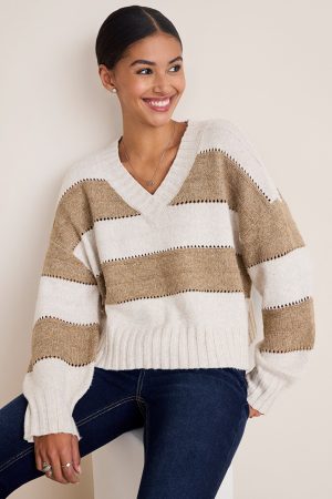 Cindy Balloon Sleeve Striped Sweater