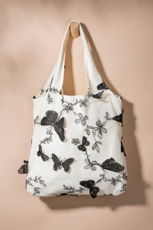 Emily Butterfly Applique Tote Bag