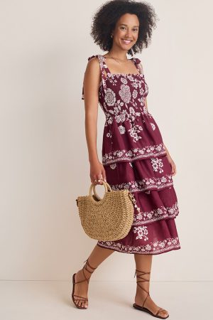 Alice Floral Smocked Tiered Midi Dress