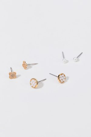 Bernadette Pearl And Gold Earring Set