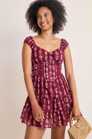 Isabel Striped Floral Mini Dress