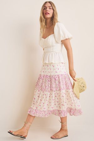 Jennifer Tiered Floral Midi Skirt