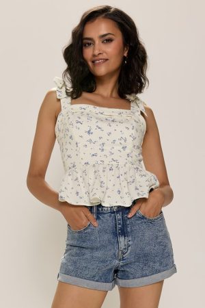 Simone Floral Bow Strap Top