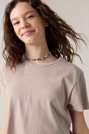 Hello Franki Olivia Cropped Slub T-Shirt for girls Gray