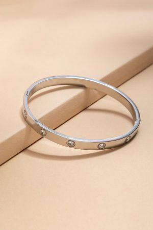Donna Stainless Steel Silver Hinge Bracelet