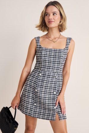 Mara Sleeveless Tweed Mini Dress