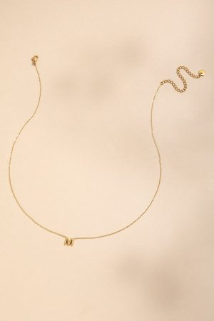 M Mini Initial Stainless Steel Pendant Necklace