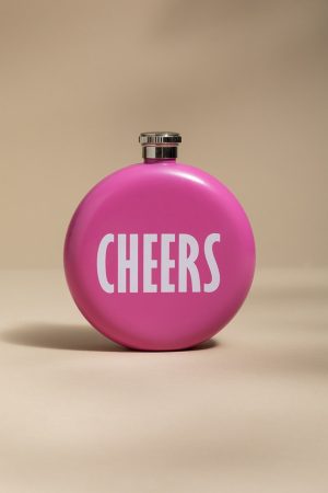 Cheers Round Pink Pocket Flask