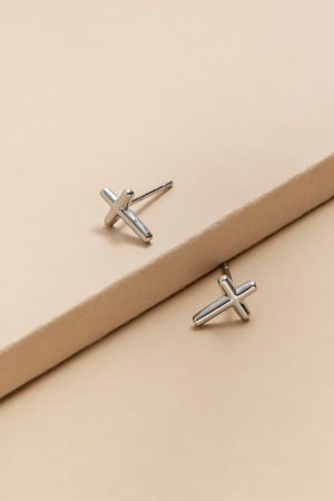 Gayle Stainless Steel Cross Stud Earrings