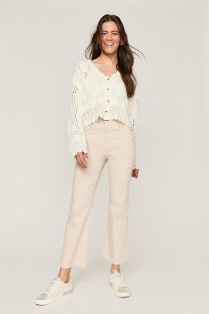 Harper Heritage High Rise Kick Crop White Jeans