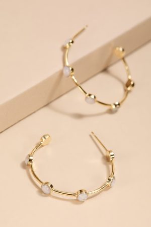 Faith Opal Station Hoop Earrings