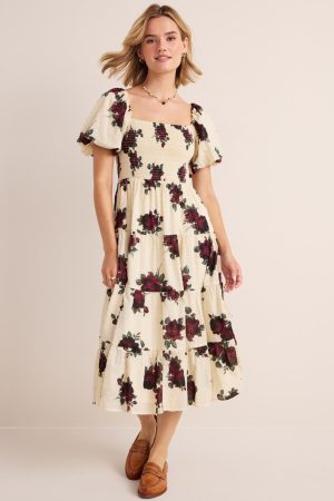 Diane Floral Smocked Midi Dress