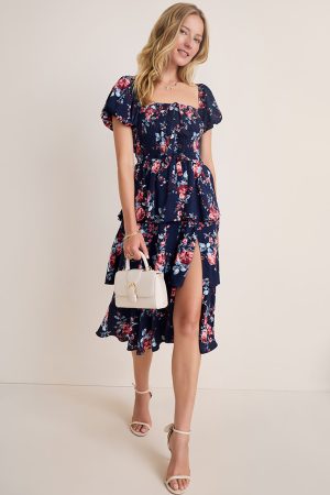 Vicky Smocked Tiered Midi Dress