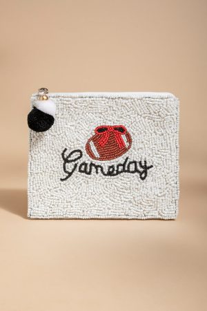 Gameday Football Seed Bead Pouch