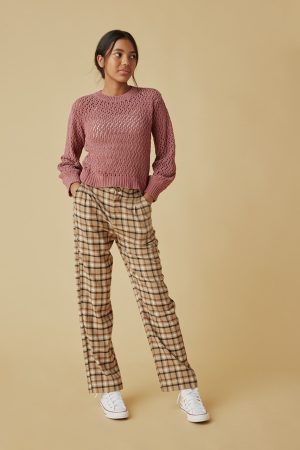 Hello Franki High Rise Wide Leg Plaid for girls