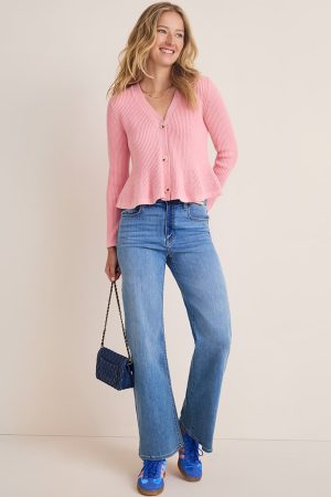 Denise Rib Knit Peplum Cardigan