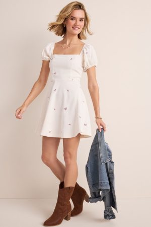 Pam Embroidered Corduroy Mini Dress