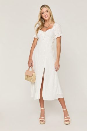 Pam Short Sleeve Eyelet Midi Dress