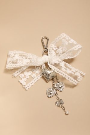 Margie Lace Bow And Heart Bag Charm