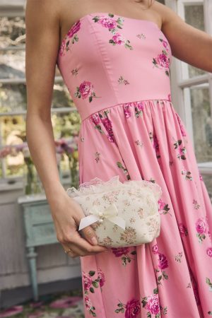 Floral and Lace Cosmetic Bag