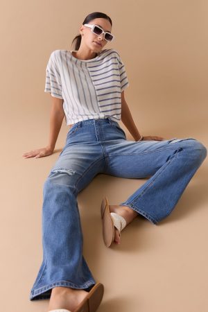 Bonnie Kick Crop Destructed Denim Jeans